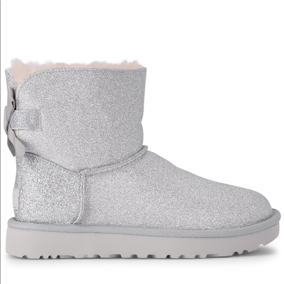 ‼️SOLD‼️ SILVER GLITTER UGG BOOTS BOW - Picture 8 of 8